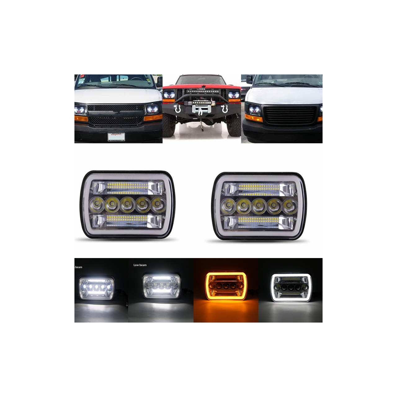 Lampy przednie LED Jeep Cherokee XJ Wrangler YJ