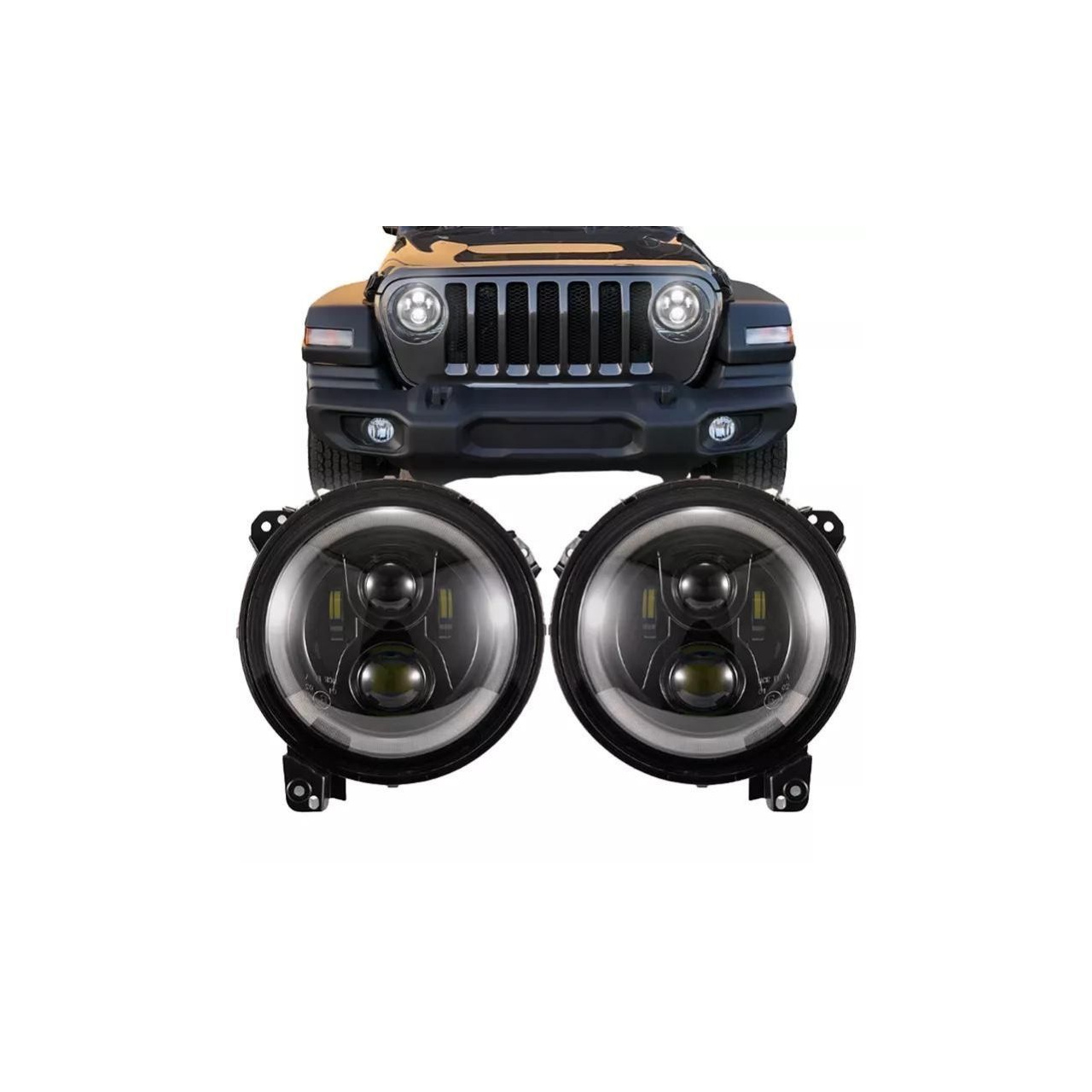 JEEP WRANGLER JL 2018+ LAMPY PRZEDNIE LED 9 CALI