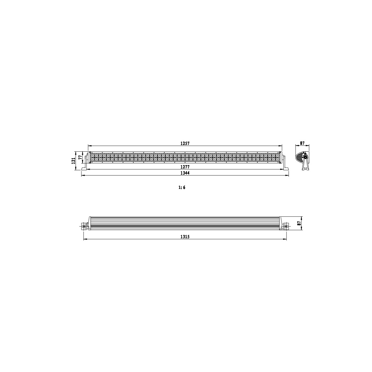 LISTWA LED CREE 134CM PODWÓJNA PROSTA 288W