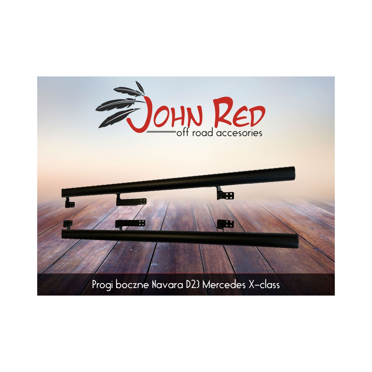 Progi, stopnie John Red - Nissan Navara D23 2015+ Crew Cab