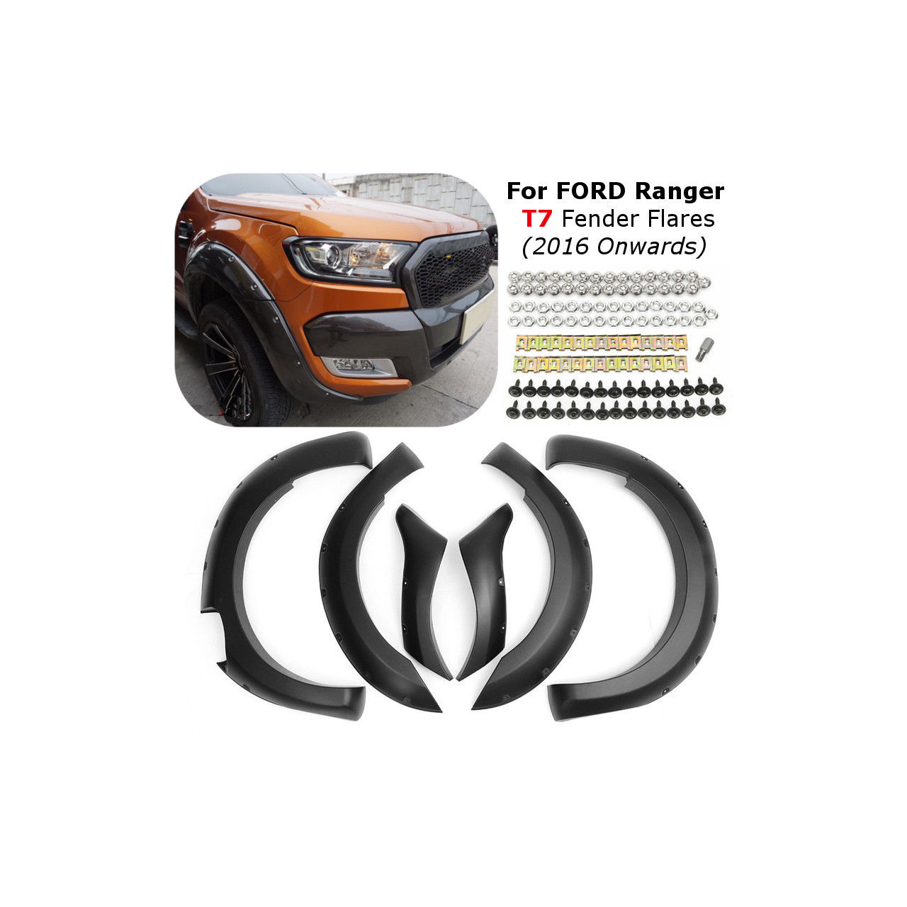 Poszerznia nadkoli, błotników czarny mat FORD RANGER WILDTRAK 2016-