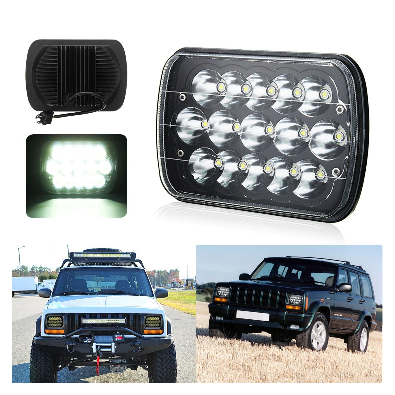 Lampy przednie LED Jeep Cherokee XJ Wrangler YJ