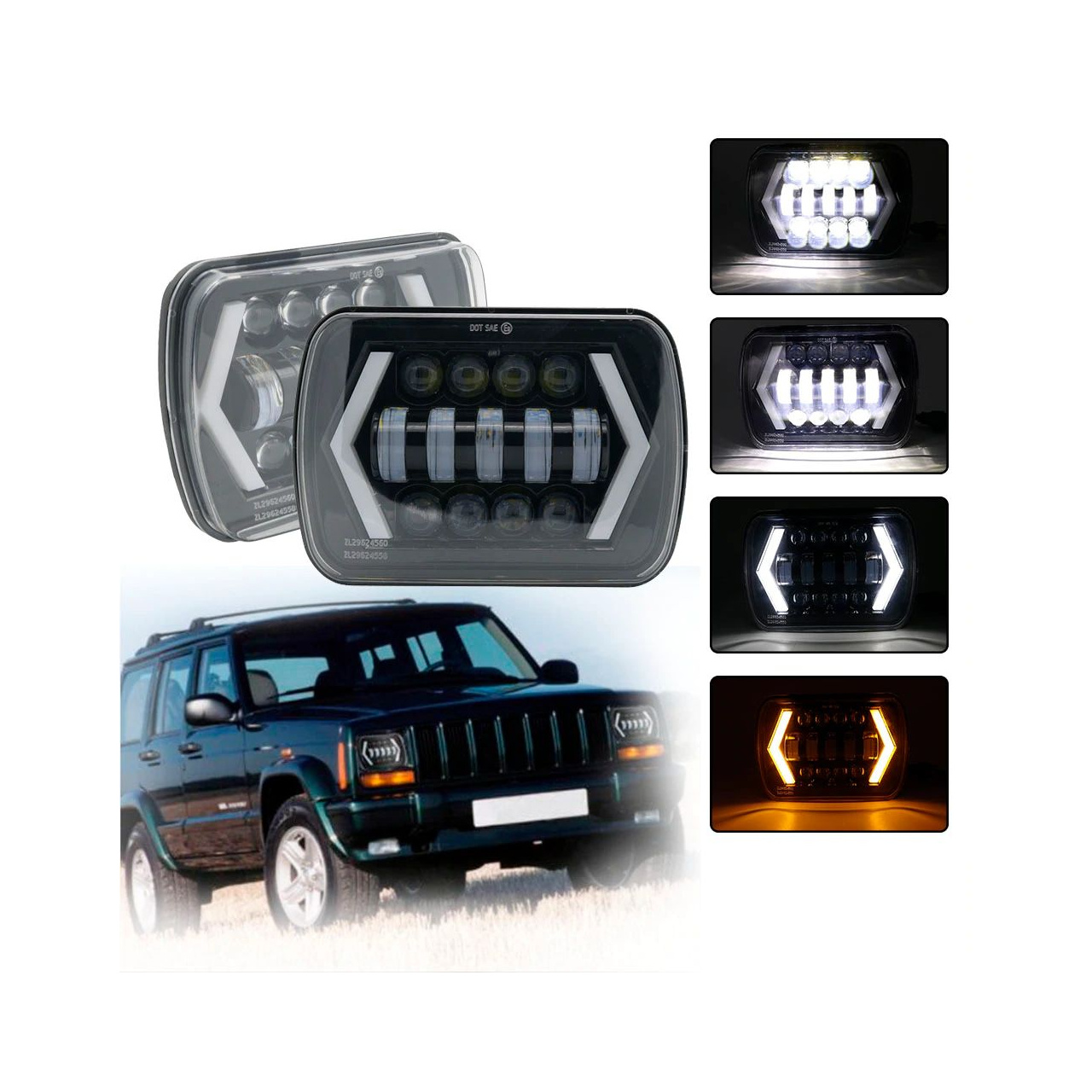 Lampy przednie LED Jeep Cherokee XJ Wrangler YJ