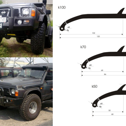 POSZERZENIA GUMOWE BŁOTNIKÓW 4x4 UNIWERSALNE 70mm